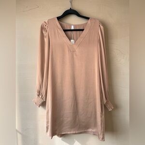 glam Peachy Blush V-Neck Midi Dress